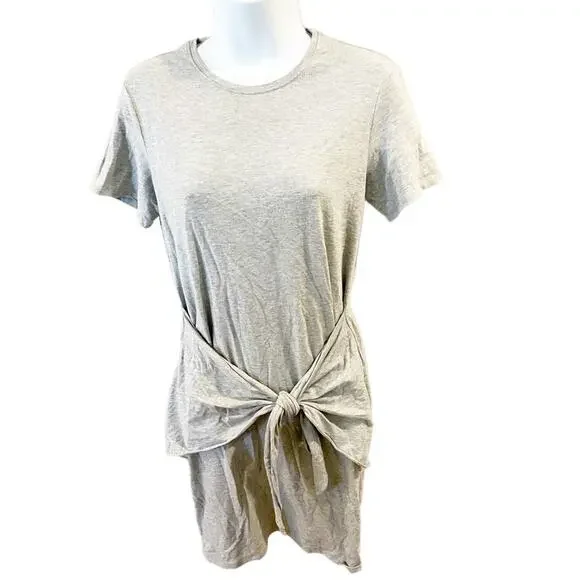 NEW Theory Dakui Knotted T-Shirt Dress Short Sleeve Casual Gray K350 Size Small - Picture 3 of 7